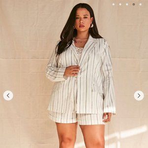 White pinstripe blazer